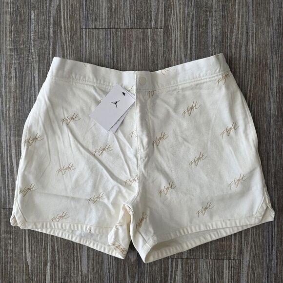 Nike Air Jordan MVP Flight Denim Jean Shorts White Beige Women's Large L AOP New - Picture 3 of 14